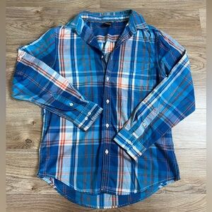 Tony Hawk Blue and Orange Plaid Casual Button Down Shirt